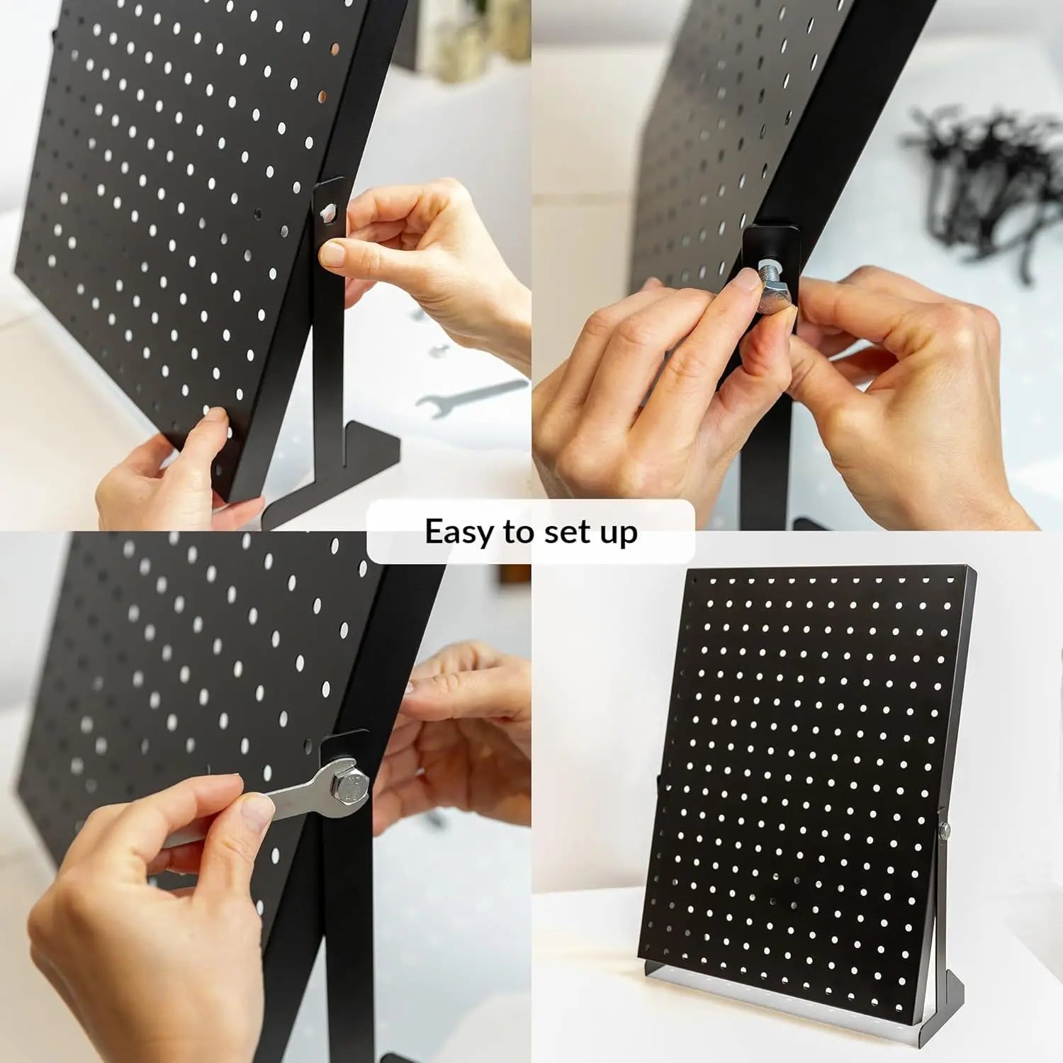 Rust-Resistant Metal Pegboard Vanity Jewelry Organizer, Freestanding Installation-Ready Tool Rack with Hooks for Earrings, Necklaces, Bracelets, Scrunchies - Retail Display & Home Tool Organizer