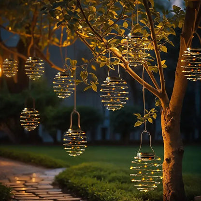 Tropical Solar Pineapple Hanging Lights - 60 Leds High Brightness Solar Lanterns Outdoor Waterproof - 4 Pack Solar Decorative Lights for Magical Oasis Garden, Patio & Party Gathering